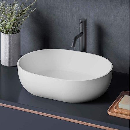 Ruvati 19-inch Matte White epiStone Solid Surface Modern Bathroom Vessel Sink RVB2119WH